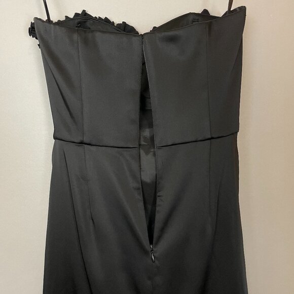 White House Black Market Black Strapless Dress Size 0 Ruffle Sweetheart Neckline - Picture 9 of 13